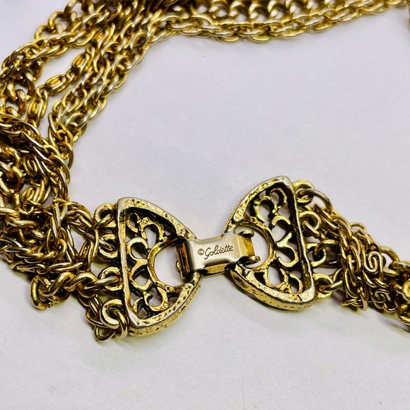 Vtg “Goldette” gold tone 20” multi strand locket necklace (some wear) - Picture 6 of 6